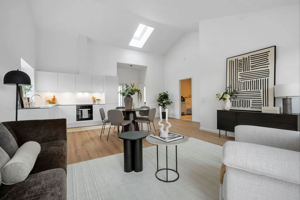 Soggiorno - Newly Built Apartment with Balcony in Søagerhusene