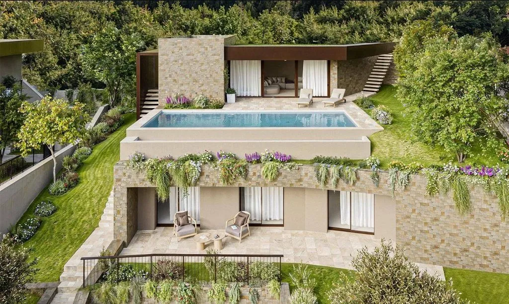Vue aérienne - Contemporary Villa with Pool in Incaffi, Veneto