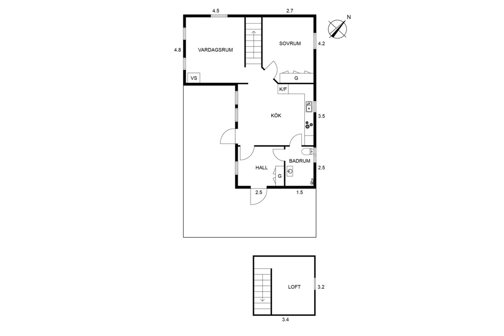 Plan - Charming Cottage with Lake View in Sämsholm
