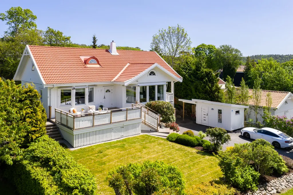 Aerial - Villa with Multi-Level Terrace in Malevik
