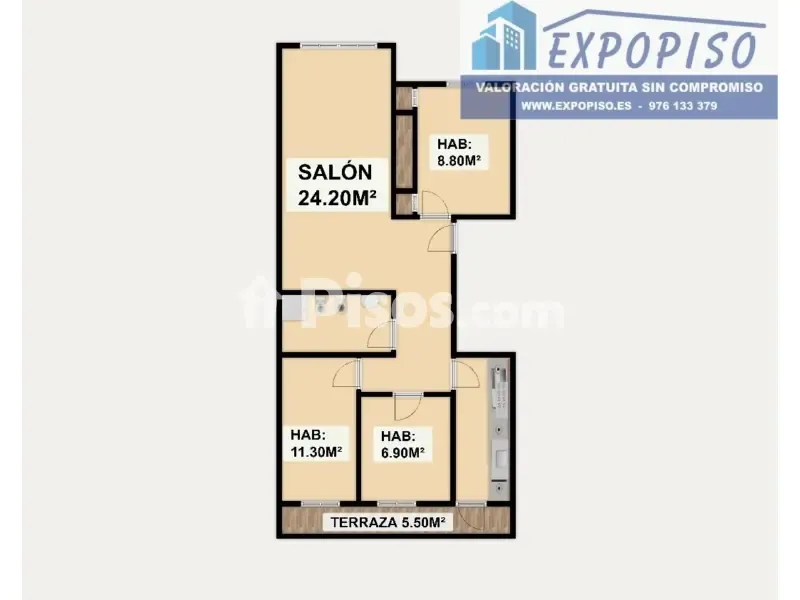 Plan - Reform Apartment with Balcony in Zaragoza Centre