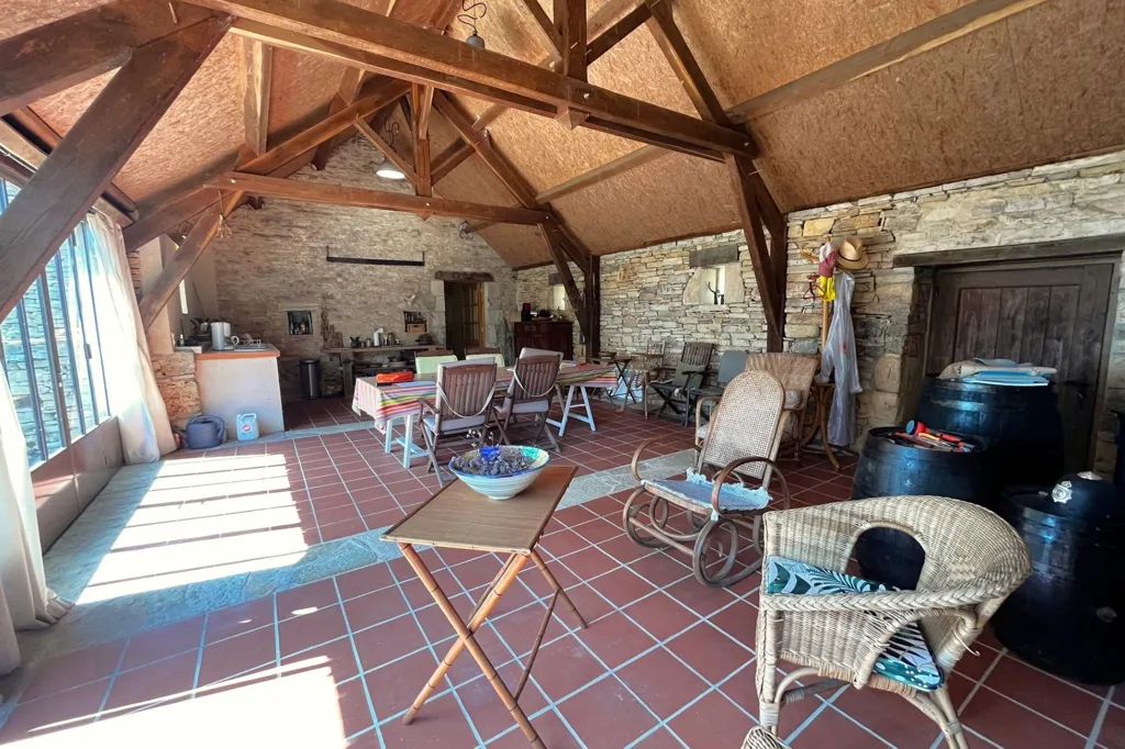 Terrasse - Propriété en Pierre avec Piscine près de Gourdon