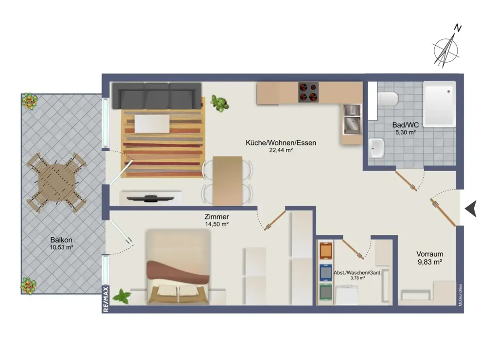 Plan - Modern Apartment with West-Facing Balcony in Feldkirchen