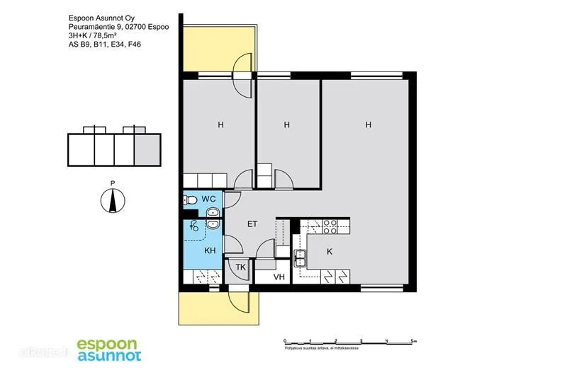 Plaan - Apartment with Balcony in Sepänkylä, Espoo