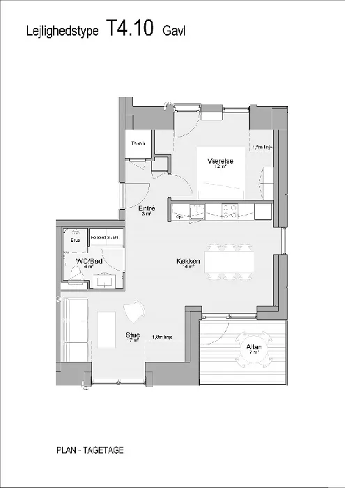 Plan - Modern 2-Bedroom Flat with Balcony in Årslev