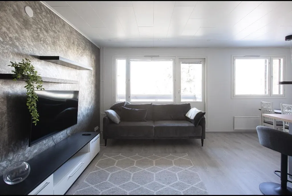 Living Room - Modernised Apartment with Terrace in Lappeenranta