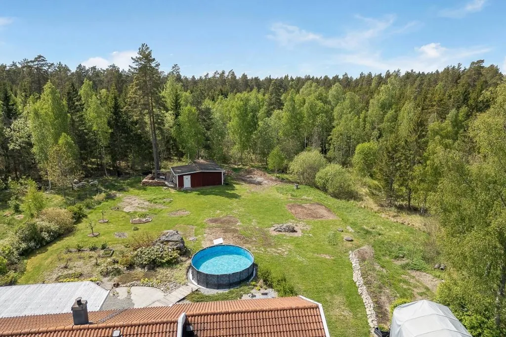 Vue aérienne - Classical Red Villa with Pool in Tillinge