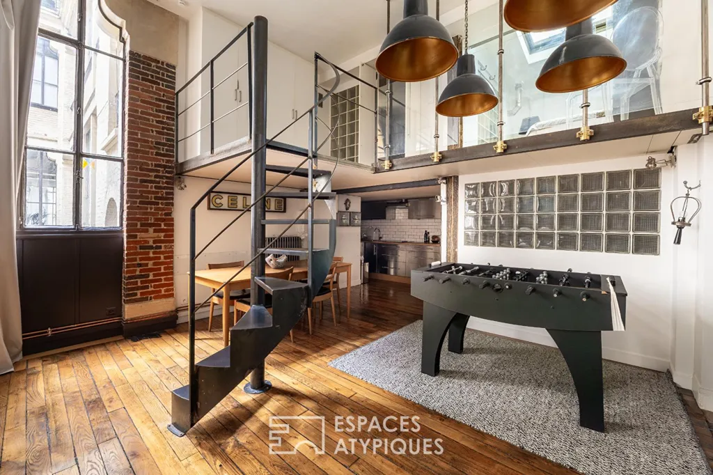 Séjour - Loft Industriel au Cœur de la Rue Martel