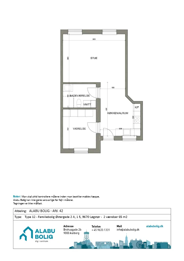 Planimetria - Cozy 2-Bedroom Apartment in Løgstør