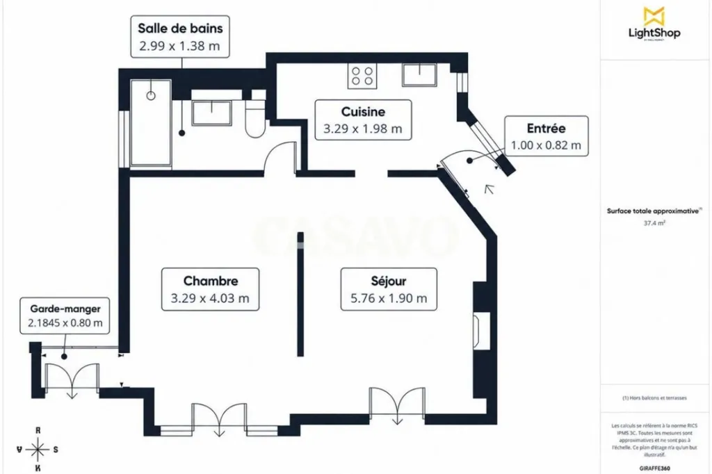 Plan - Appartement Rénové avec Triple Orientation au 7ème Arrondissement