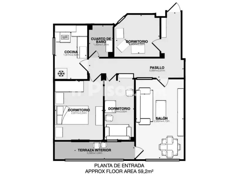 Plaan - Ground Floor Flat with Terrace in Alcalá de Henares