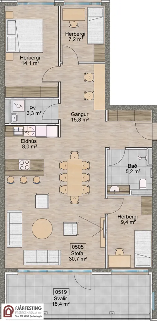 4-toaline korter asukohas Reykjavík