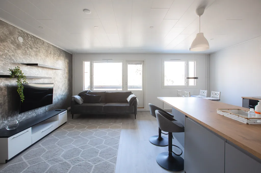 Living Room - Modernised Apartment with Terrace in Lappeenranta
