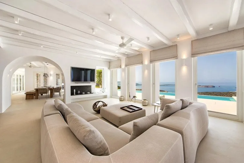 Living Room - 6 Bedroom Villa with Private Pool in Paros