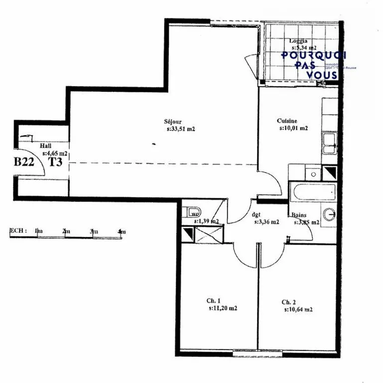 Plan - Appartement T3 avec Balcon sur la Croix-Rousse à Lyon