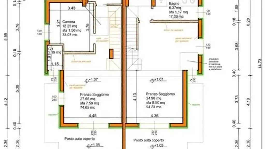 Floor Plan - Bifamiliar Villa with Terraces in Mogliano Veneto