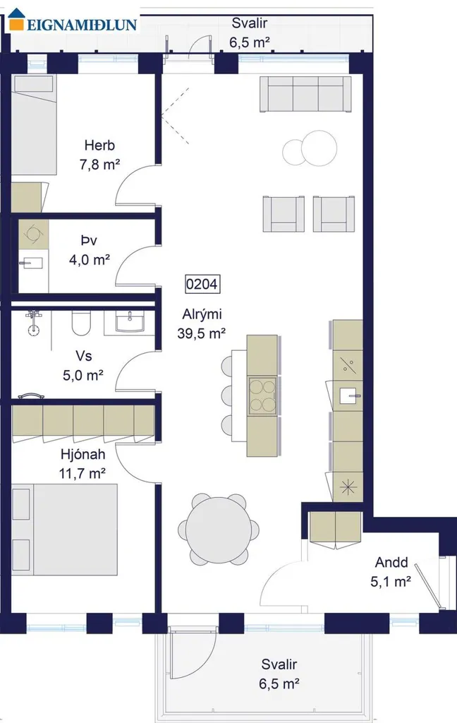 Planimetria - Apartment with Balcony in Reykjavik