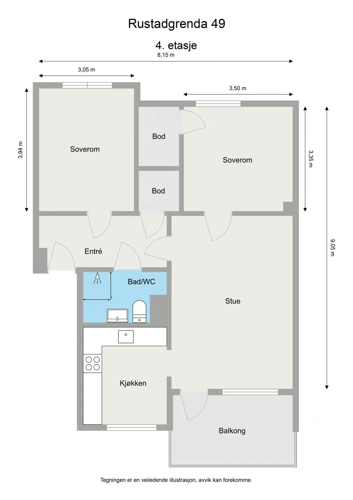 Plan - Appartement 3 pièces à Oslo