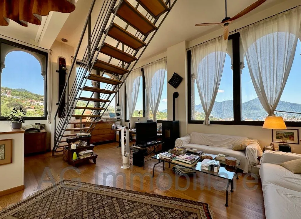 Living Room - Rear-Converted Attico with Balcony in Verbania