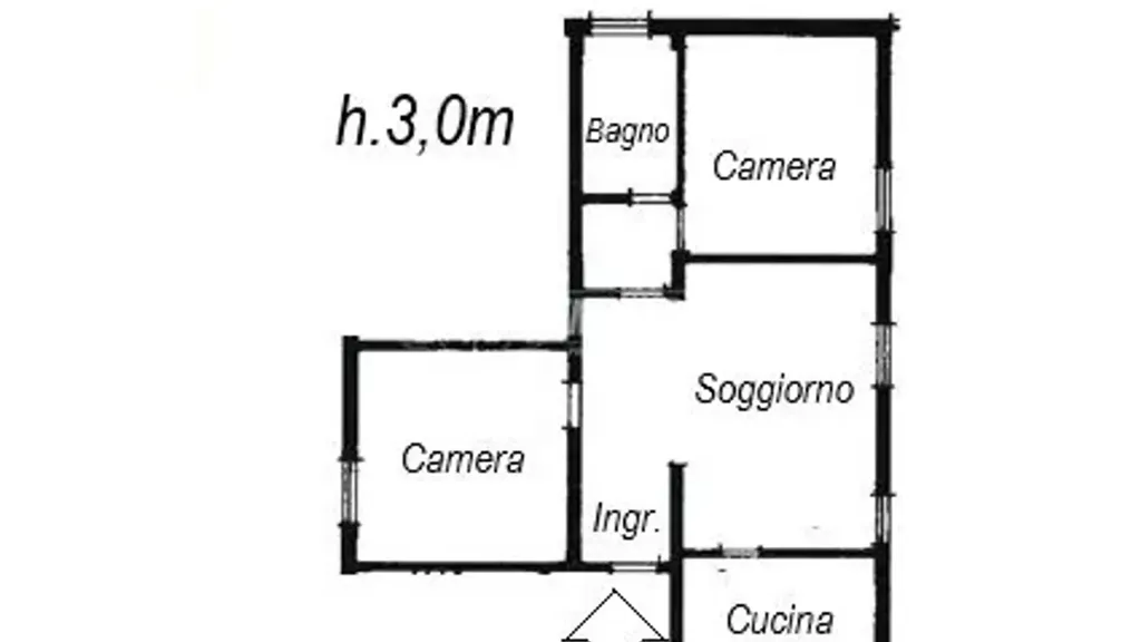 Plan - Trilocale with Garden in Modena
