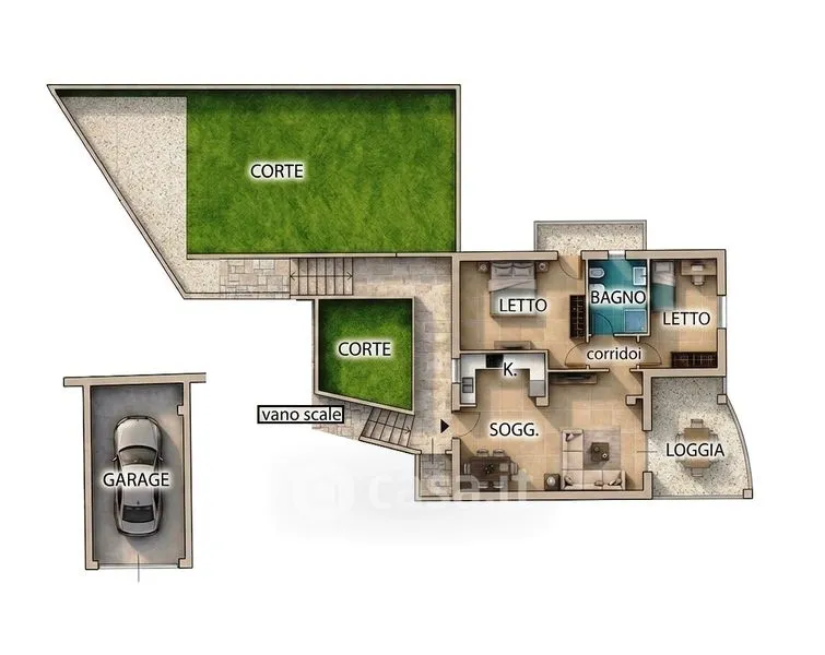 Grundriss - Trilocale with Private Garden in Tavullia
