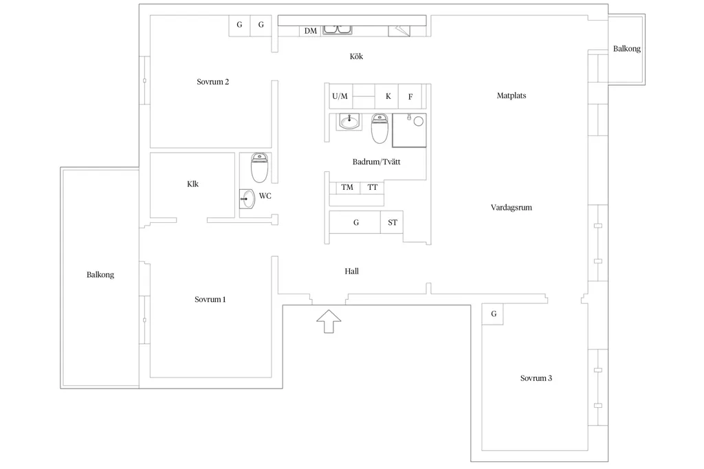 Plan - Modern Apartment with Two Balconies in Kvillebäcken
