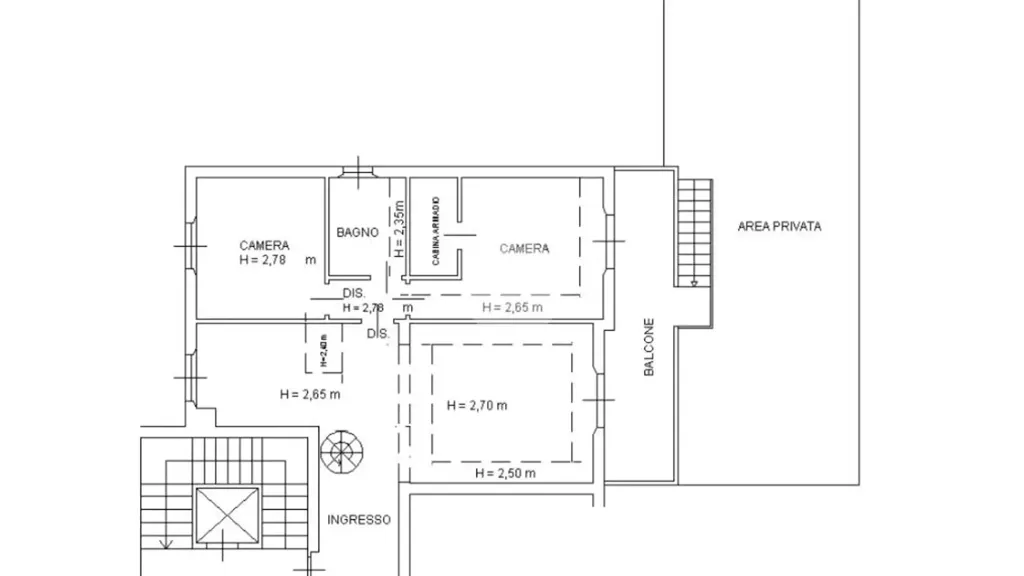 Plan - Trilocale with Private Garden in Parma