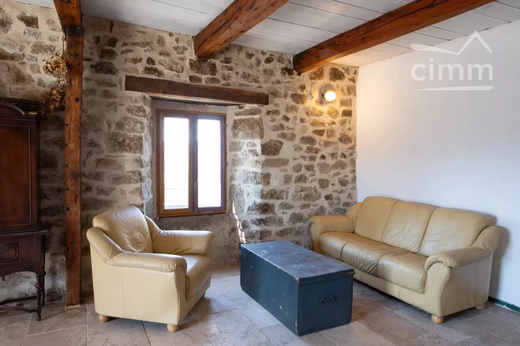 Séjour - Maison en pierre avec vue panoramique à Saint-Andéol-de-Vals