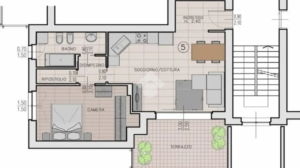 Plaan - Newly Constructed Apartment with Terrace in Brugherio