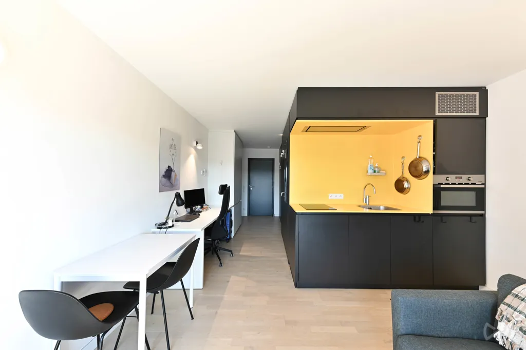 Cuisine - Studio Rénové avec Vue sur Jardin à Leuven