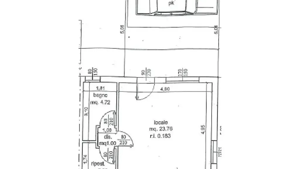 Plan - Studio Apartment with Parking in Ravenna