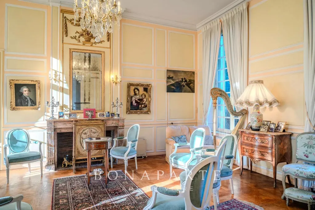 Living Room - 18th Century Château with Stables in Rougemontiers