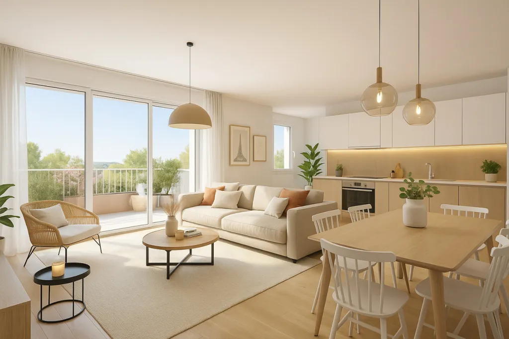 Séjour - Appartement 4 Pièces avec Terrasse Sud à Montpellier