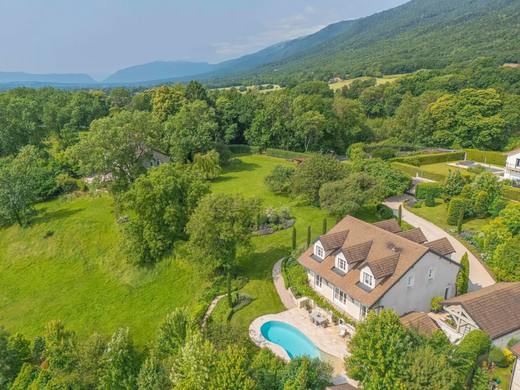 Aerial - Luxury House with Mont Blanc View near Geneva