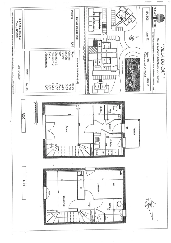 Plan - Maison T3 Duplex avec Jardin à Lège-Cap-Ferret