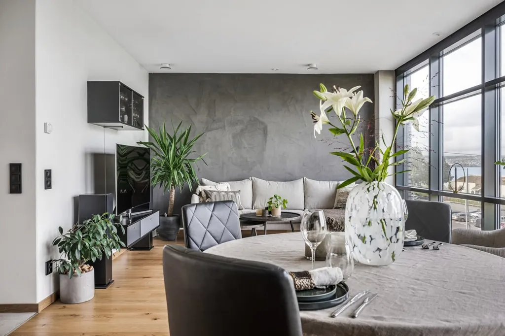 Séjour - Modern Two-Bedroom Flat with Vättern View in Jönköping