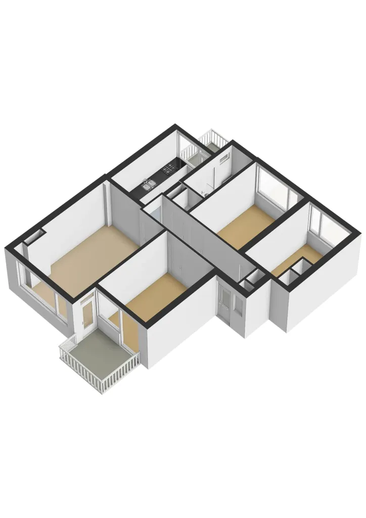 Plan - Four-Bedroom Apartment with Balconies in Rotterdam