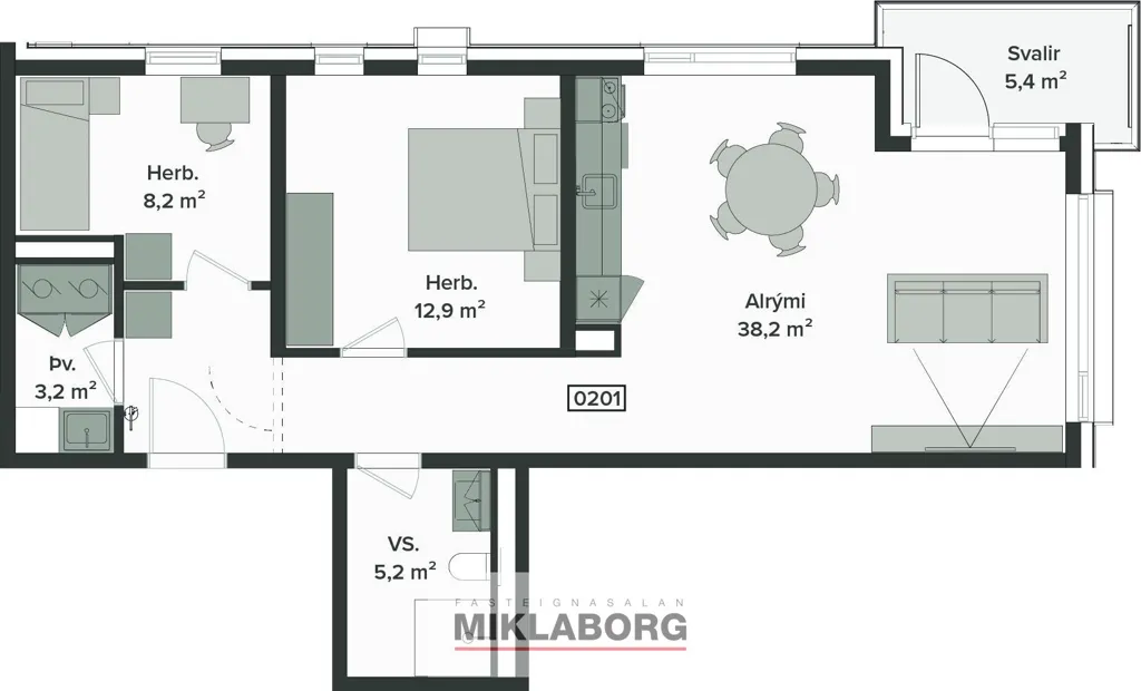 Appartement 3 pièces à Garðabær