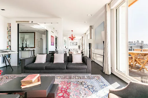 Séjour - Appartement de Luxe avec Vue Tour Eiffel à Paris 7ᵉ