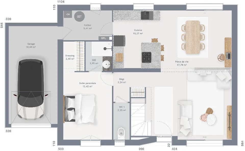 Plan - Maison Neuve avec Jardin à Rue