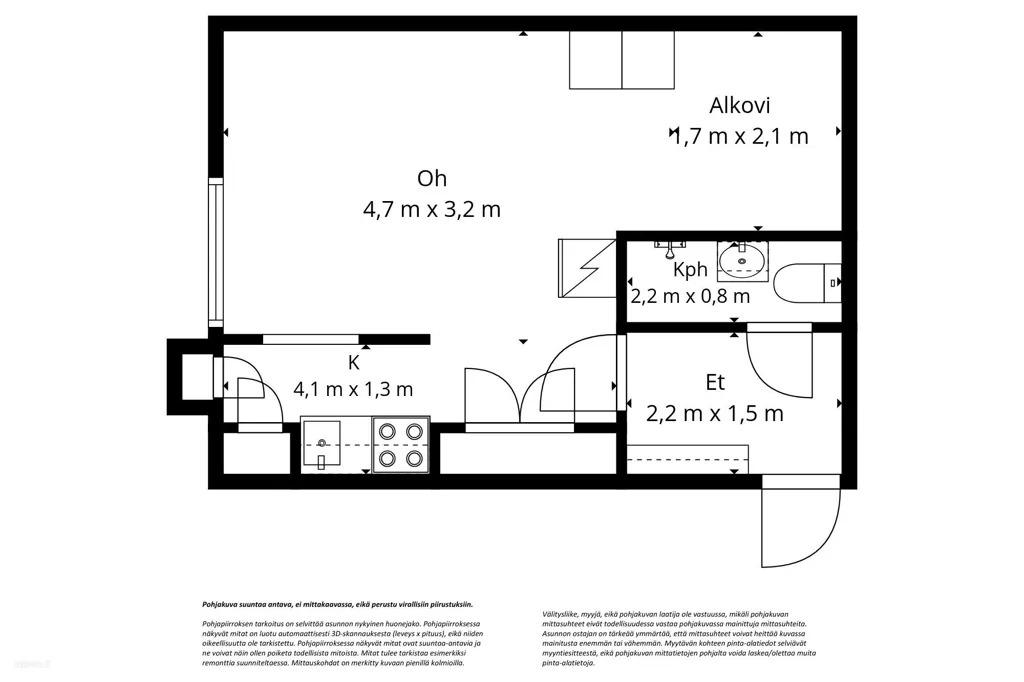 Plaan - Historic Flat with Central Location in Kallio