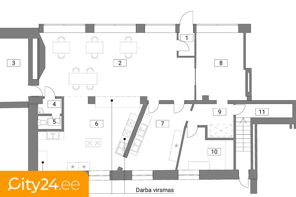 Plan - Commercial Space with Large Windows in Riga