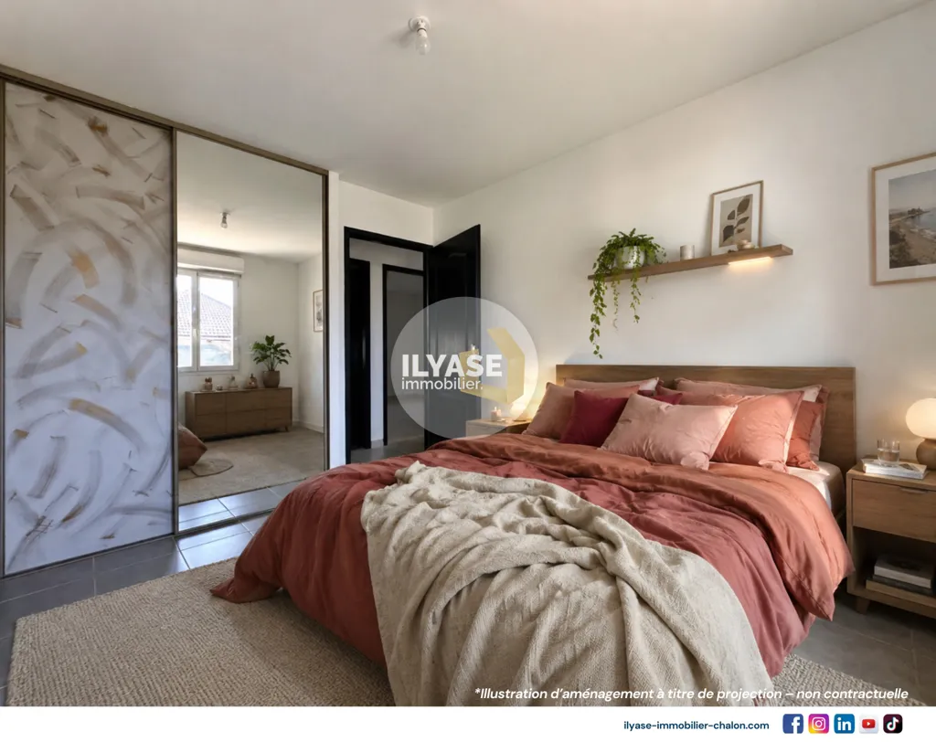 Chambres - Maison avec Terrasse et Garage à Champforgeuil