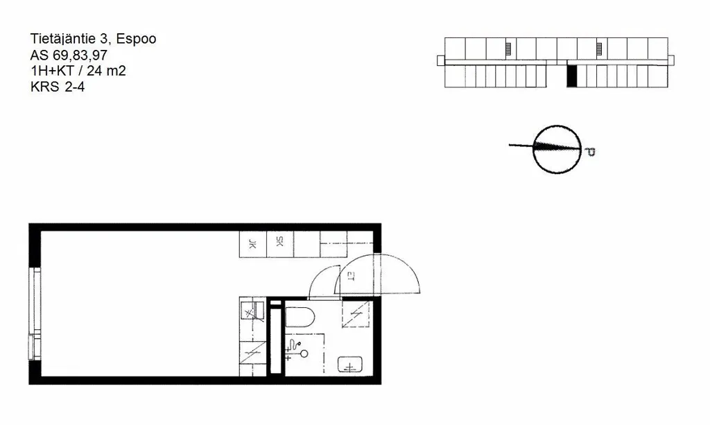 Plaan - 1-Bedroom Apartment with Sauna in Tapiola, Espoo