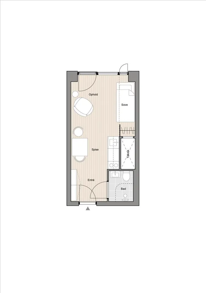 Plan - Studio Flat with Balcony in Aarhus N