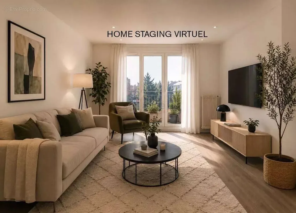 Séjour - Appartement Familial avec Balcon à Montchat, Lyon 3