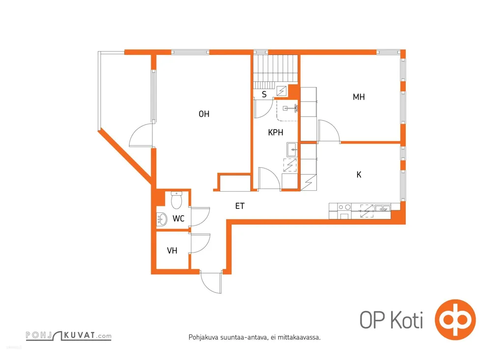 Floor Plan - Spacious Apartment with Balcony in Etu-Lyötty, Oulu
