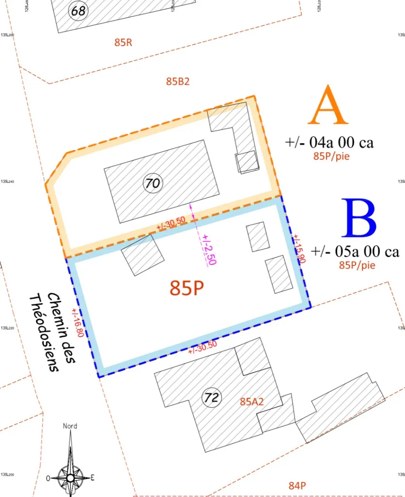 Planimetria - Buildable Land with South-West Orientation in Soignies