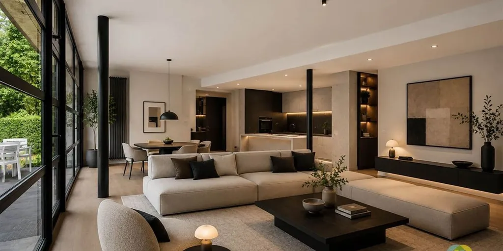 Séjour - Villa Architecturale avec Terrasse à Grimbergen