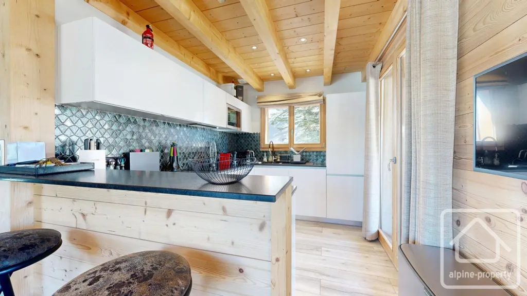 Köök - Contemporary Chalet with Jacuzzi in Châtel